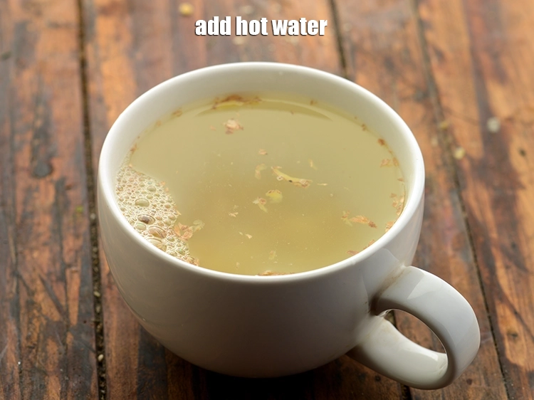 Step 5 – <p>Pour 3/4 cup of hot water in the cup.&nbsp;</p>