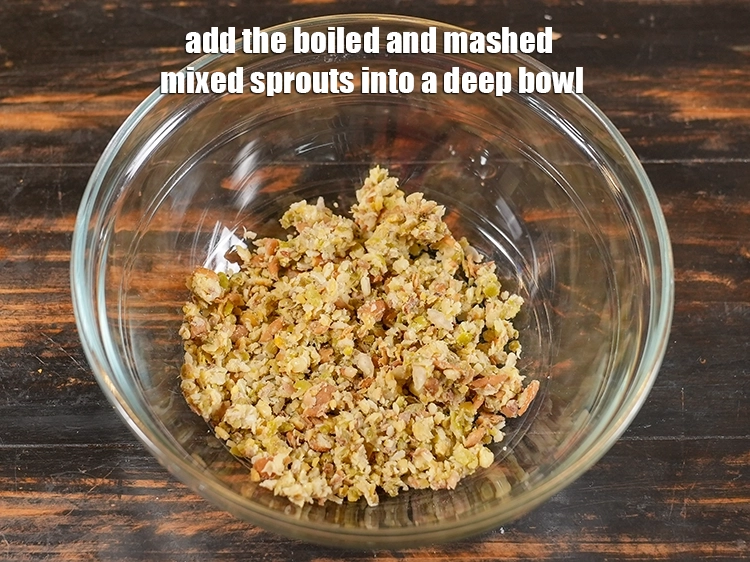 Step 5 – <p>Next to make <strong>bajra sprouts roti</strong>, add the boiled and mashed mixed sprouts into a …