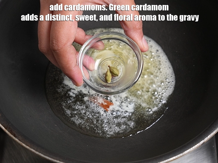 Step 16 – <p>Add 2 <a href="https://www.tarladalal.com/glossary-cardamom-elaichi-262i">cardamoms (elaichi)</a>. Green cardamom adds a distinct, sweet, and floral aroma to …