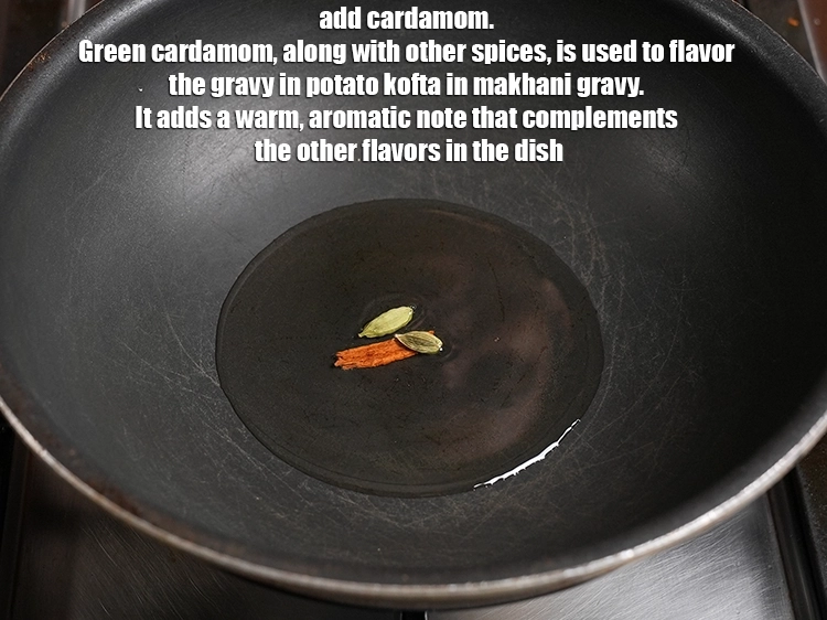 Step 26 – <p>Add 2 cardamom. Green cardamom, along with other spices, is used to flavor the gravy …