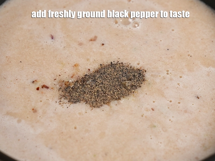 Step 23 – <p>Add <a href="https://www.tarladalal.in/glossary-freshly-ground-black-pepper-kalimirch-powder-kali-mirch-ka-powder-567i"><u>freshly ground black pepper (kalimirch)</u></a> to taste.</p>