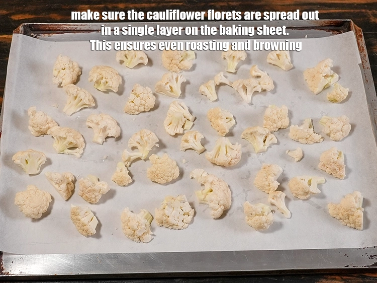 Step 27 – <p>Make sure the cauliflower florets are spread out in a single layer on the baking …