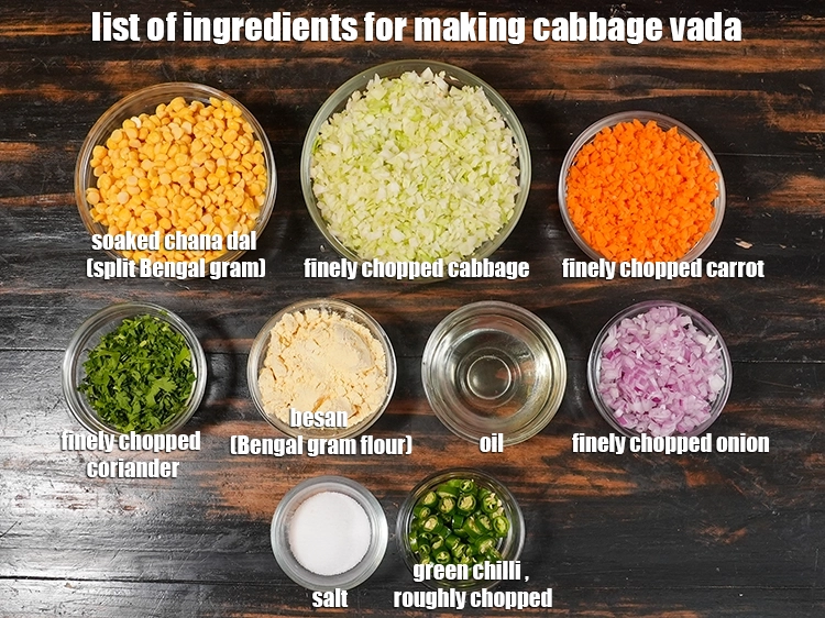 Step 32 – <p><strong>What is cabbage vada made of?</strong> &nbsp;<i><u>See the below image of list of ingredients for …