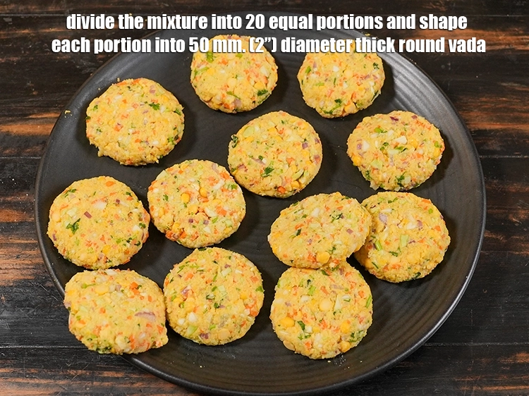 Step 21 – <p><span style="background-color:rgb(255,255,255);color:rgb(0,0,0);">Divide the cabbage vadai mixture into 20 equal portions. Shape each portion into a …