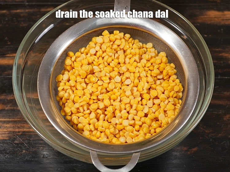 Step 7 – <p>Drain the soaked chana dal.</p>
