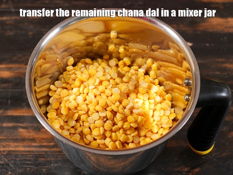 Step 9 – <p>Transfer the remaining soaked chana dal in a mixer jar.</p>