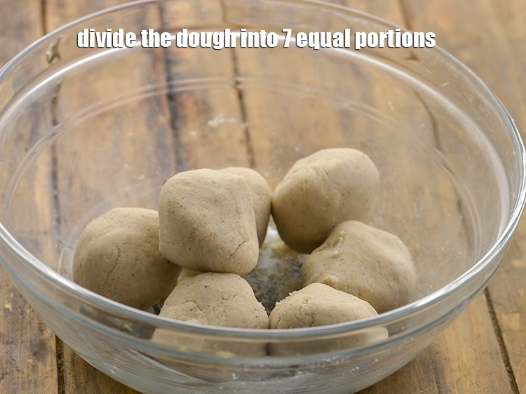 Step 7 – <p>Divide the dough into 7 equal portions.</p>