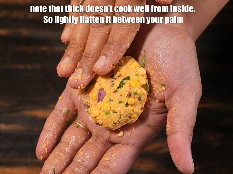 Step 30 – <p>Note that thick doesn’t cook well from inside. So lightly flatten it between your palm.</p>