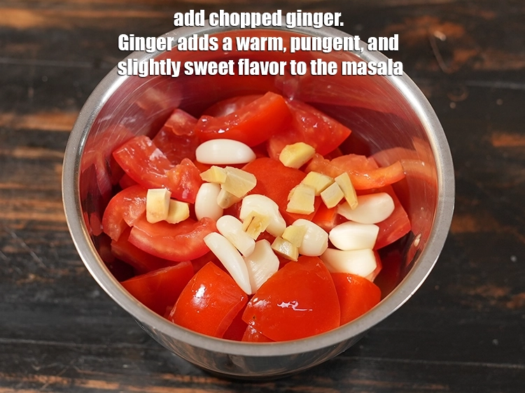 Step 3 – <p>Add 1 tsp <a href="https://www.tarladalal.in/glossary-ginger-adrak-453i#ing_2366"><u>chopped ginger (adrak)</u></a>. Ginger adds a warm, pungent, and slightly sweet …