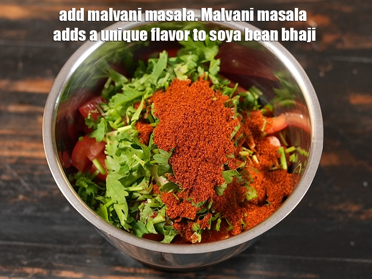 Step 6 – <p>Add 2 tbsp <a href="https://www.tarladalal.in/glossary-malvani-masala-malwani-masala-powder-Maharashtrian-malvani-masala-powder-2479i"><u>malvani masala</u></a>. Malvani masala adds a unique flavor to soya bean …