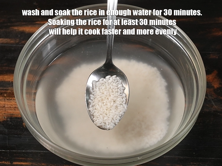 Step 22 – <p>Soaking the rice for at least 30 minutes will help it cook faster and more …