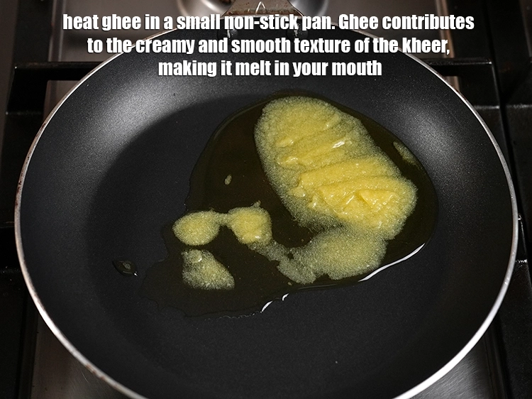 Step 8 – <p>Meanwhile, heat 2 tbsp <a href="https://www.tarladalal.in/glossary-ghee-245i"><u>ghee</u></a> in a small non-stick pan. Ghee contributes to the …