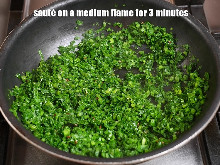 Step 39 – <p>Sauté on a medium flame for 3 minutes.</p>