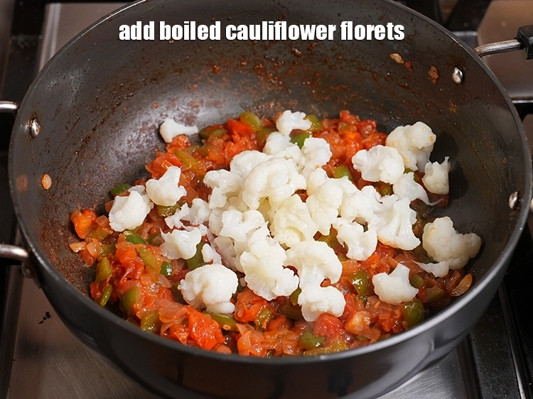Step 8 – <p>Add the <span style="background-color:rgb(255,255,255);color:rgb(0,0,0);">1/2 cup </span><a href="https://www.tarladalal.in/glossary-cauliflower-phool-gobi-phool-gobhi-174i#ing_2598"><u>boiled cauliflower florets</u></a><u>.</u></p>