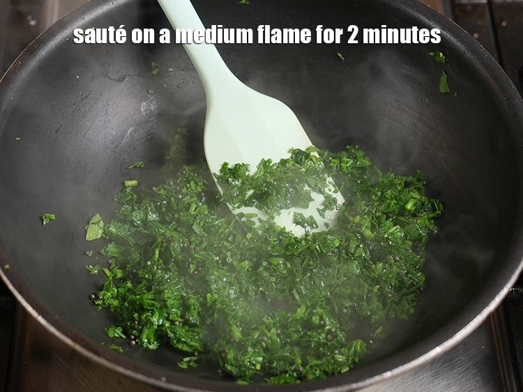 Step 12 – <p>Sauté on a medium flame for 2 minutes.</p>