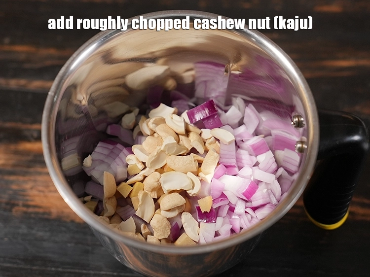 Step 15 – <p>Also, add <span style="background-color:rgb(255,255,255);color:rgb(0,0,0);">2 tbsp roughly </span><a href="https://www.tarladalal.in/glossary-cashew-nuts-kaju-840i#ing_3225"><u>chopped cashew nut (kaju)</u></a>. You can even use …