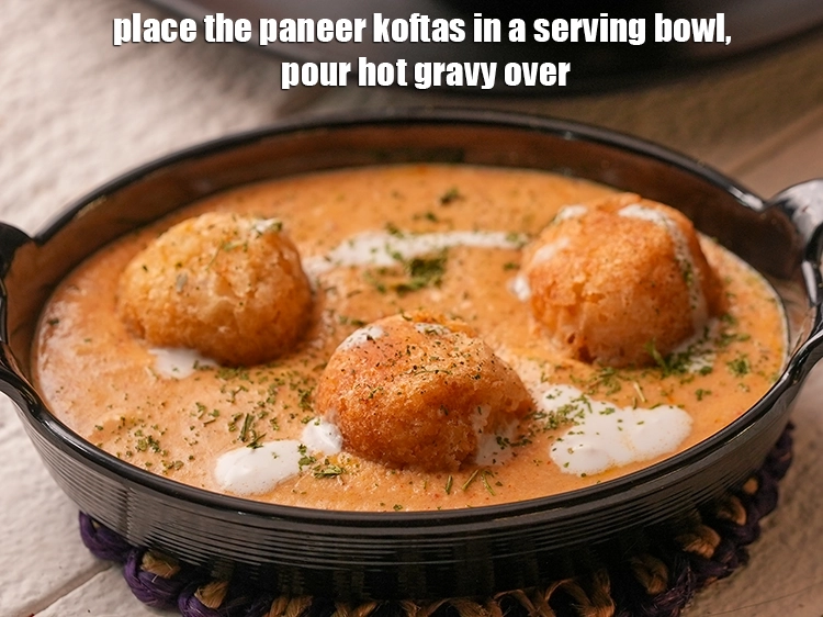 Step 34 – <p>For serving <strong>Kesarvale paneer kofte ki subzi</strong>, just before serving, place the paneer koftas in …