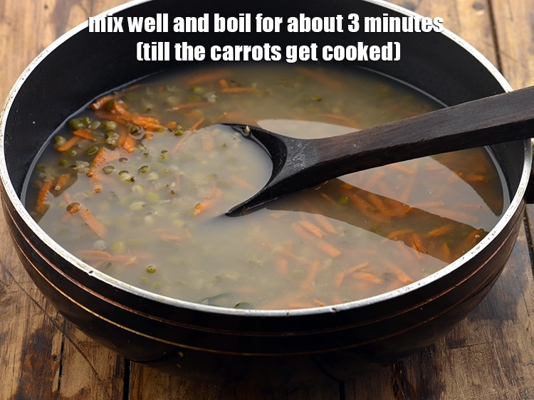Step 17 – <p>Mix well and boil for about 3 minutes (till the carrots get cooked).</p>
