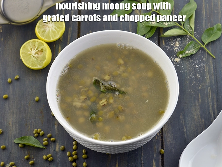 Step 20 – <p>Serve the <strong>Nourishing moong soup with grated carrots and chopped paneer </strong>immediately.</p>