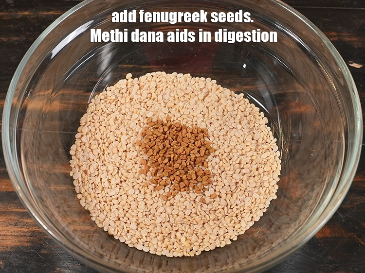 Step 2 – <p>Add fenugreek seeds. Methi dana aids in digestion.</p>