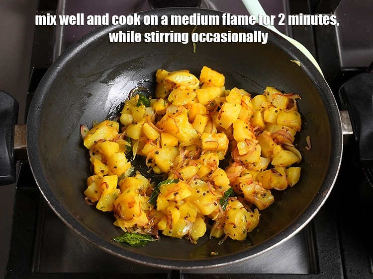 Step 19 – <p><span style="background-color:rgb(255,255,255);color:rgb(0,0,0);">Mix well and cook on a medium flame for 2 minutes, while stirring occasionally.</span></p>