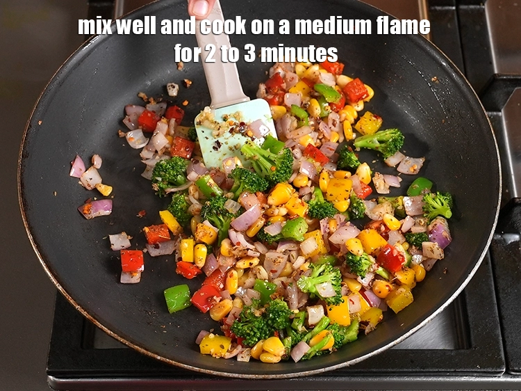 Step 14 – <p>Mix well and cook on a medium flame for 2 to 3 minutes. Keep aside.</p>