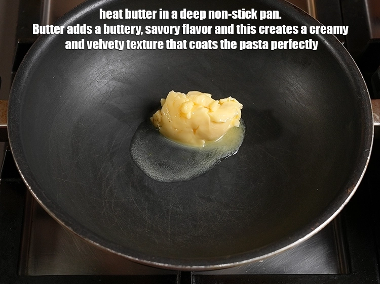 Step 15 – <p>Heat 2 tbsp <a href="https://www.tarladalal.in/glossary-butter-makhan-233i"><u>butter</u></a> in a deep non-stick pan. Butter adds a buttery, savory …