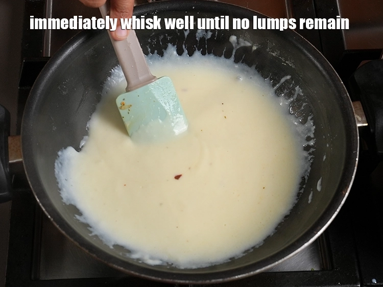 Step 19 – <p><span style="background-color:rgb(255,255,255);color:rgb(0,0,0);">Immediately whisk well until no lumps remain.</span></p>