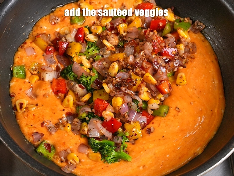 Step 24 – <p><span style="background-color:rgb(255,255,255);color:rgb(0,0,0);">Add the sauteed veggies.</span></p>