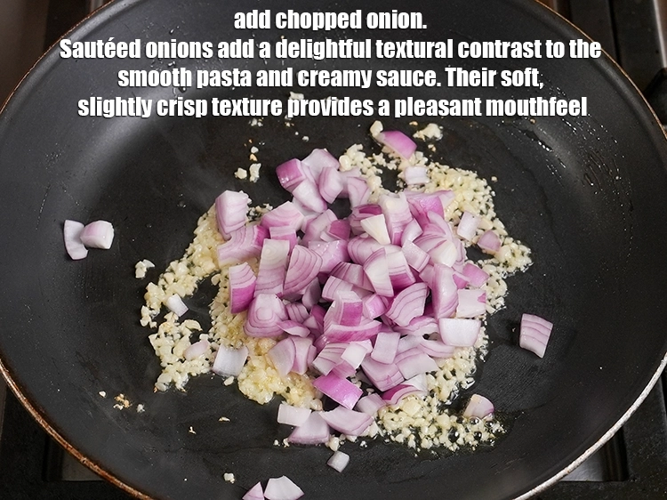 Step 4 – <p>Add ½ cup <a href="https://www.tarladalal.in/glossary-onions-pyaz-pyaaz-kanda-548i#ing_2327"><u>chopped onion</u></a>. Sautéed onions add a delightful textural contrast to the …
