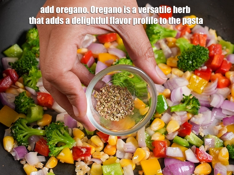 Step 9 – <p>Add ½ tsp <a href="https://www.tarladalal.in/glossary-dried-oregano-268i"><u>dried oregano</u></a>. Oregano is a versatile herb that adds a delightful …