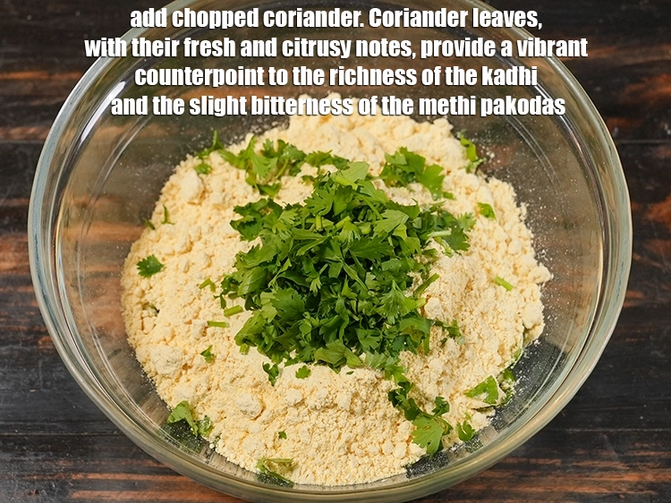 Step 3 – <p>Add ¼ cup <a href="https://www.tarladalal.in/glossary-coriander-dhania-kothmir-369i#ing_3500"><u>finely chopped coriander</u></a>. Coriander leaves, with their fresh and citrusy notes, …