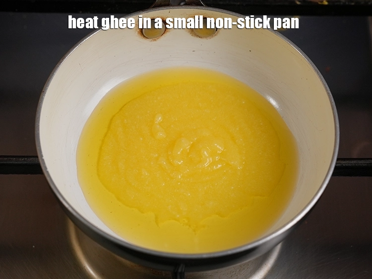 Step 39 – <p>Meanwhile, for the tempering, heat 2 tbsp ghee in a small non-stick pan.</p>