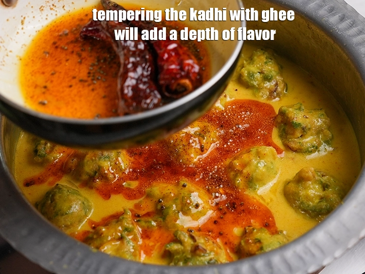 Step 50 – <p>Tempering the kadhi with ghee will add a depth of flavor</p>