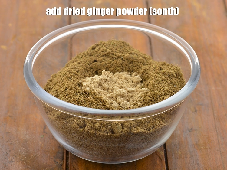 Step 19 – <p>Add the <span style="background-color:rgb(255,255,255);color:rgb(13,13,13);">1/2 tbsp </span><a href="https://www.tarladalal.com/glossary-dried-ginger-powder-sonth-454i"><strong>dried ginger (soonth) powder</strong></a><strong>.</strong></p>