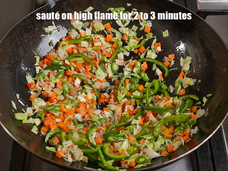 Step 11 – <p>Sauté on high flame for 2 to 3 minutes, while stirring occasionally.</p>