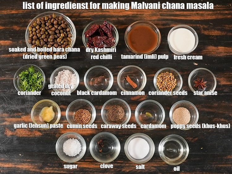 Step 2 – <p><i><u>list of ingredienst for making Malvani chana masala.</u></i></p>