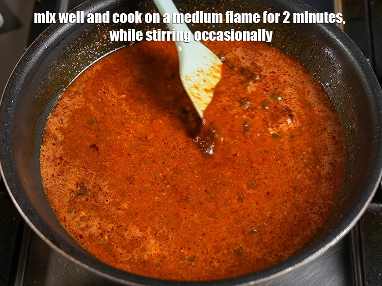 Step 31 – <p>Mix well and cook on a medium flame for 2 minutes, while stirring occasionally.</p>