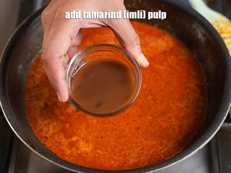 Step 32 – <p>Add 3 tbsp&nbsp;<a href="https://www.tarladalal.com/glossary-tamarind-pulp-tamarind-extract-imli-ka-pulp-838i">tamarind (imli) pulp</a>. See above how to make tamarind pulp.</p>