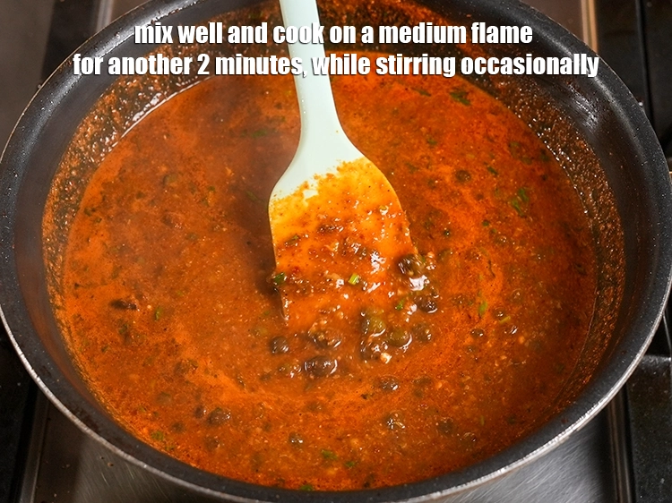 Step 36 – <p>Mix well and cook on a medium flame for another 2 minutes, while stirring occasionally.</p>
