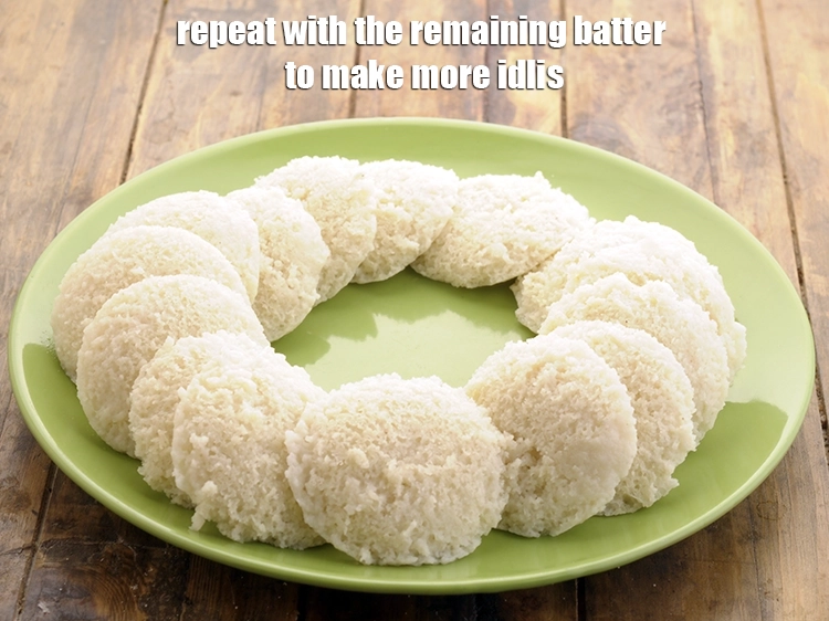 Step 43 – <p>Repeat with the remaining batter to make more <strong>idlis</strong>.</p>