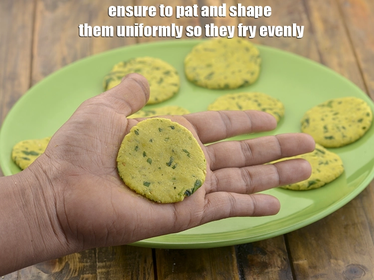Step 30 – <p><span style="background-color:rgb(255,255,255);color:rgb(0,0,0);">Ensure to pat and shape them uniformly so they fry evenly.</span></p>