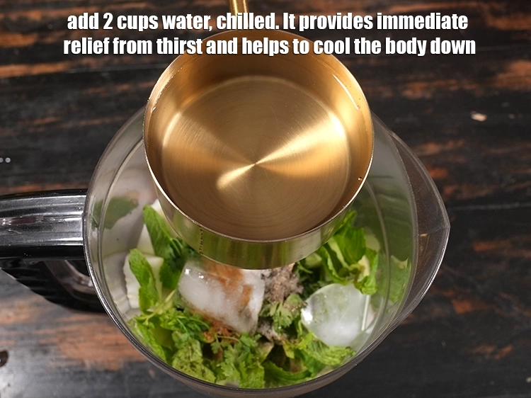Step 12 – <p>Add 2 cups <a href="/glossary-water-pani-647i"><u>water </u></a>, chilled. <span style="color:rgb(0,0,0);">It provides immediate relief from thirst and …