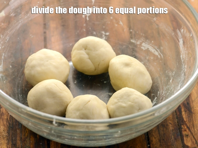 Step 8 – <p><span style="background-color:rgb(255,255,255);color:rgb(0,0,0);">Divide the dough into 6 equal portions.</span></p>