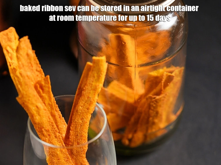 Step 25 – <html><head><meta charset="UTF-8"> </head><body><p><strong>Baked ribbon sev</strong>&nbsp;can be stored in an airtight container at room temperature for …