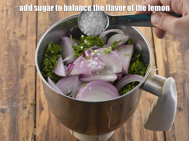 Step 13 – <p>Add the sugar to balance the flavor of the lemon. You can reduce the amount …