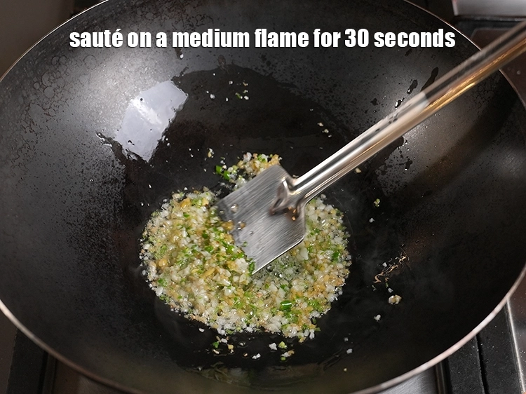 Step 33 – <p>Sauté on a medium flame for 30 seconds.</p>