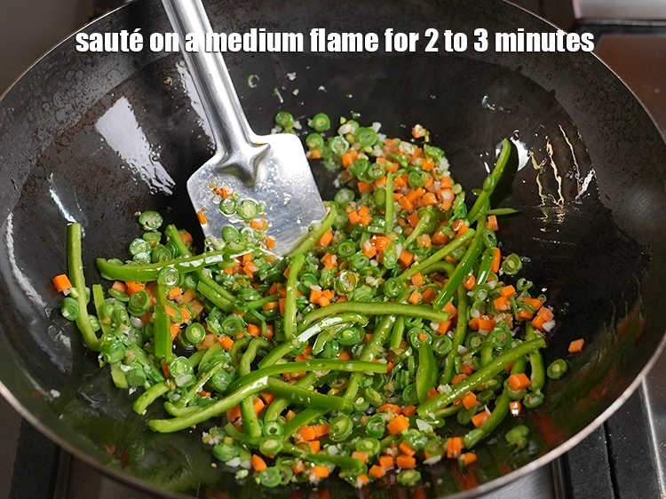 Step 37 – <p>Sauté on a medium flame for 2 to 3 minutes.</p>