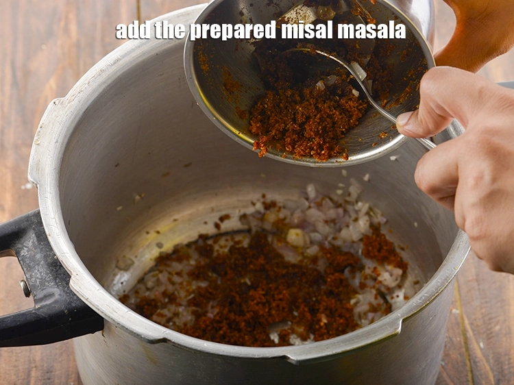 Step 15 – <p>Add the prepared misal masala. If you are short on time you can use the …
