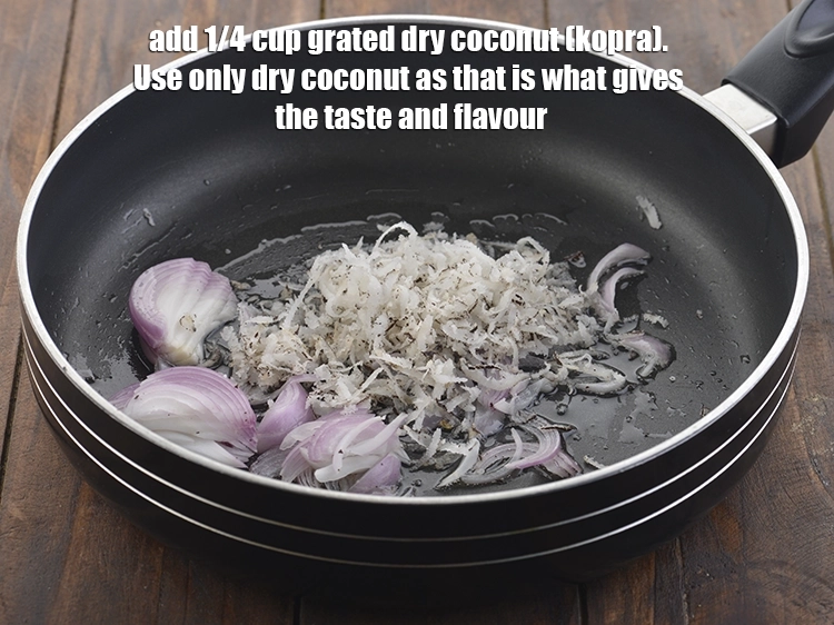 Step 2 – <p>Add the coconut. Use only dry coconut as that is what gives the taste and …